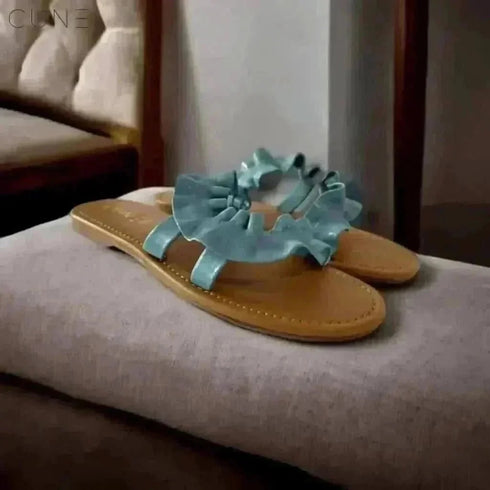 Womens Sky Blue Swirl Flats